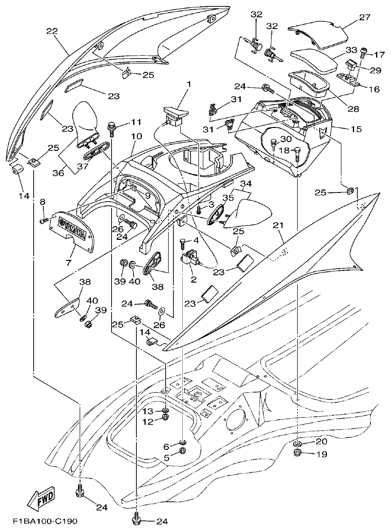 Yamaha FX10 ENGINE HATCH 1 parts diagram